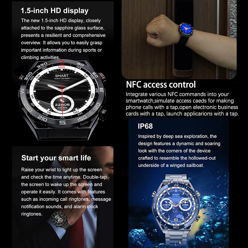DT ULTIMATE SMART WATCH - NFC ECG+PPG - GPS MOTION TRACKER COMPASS