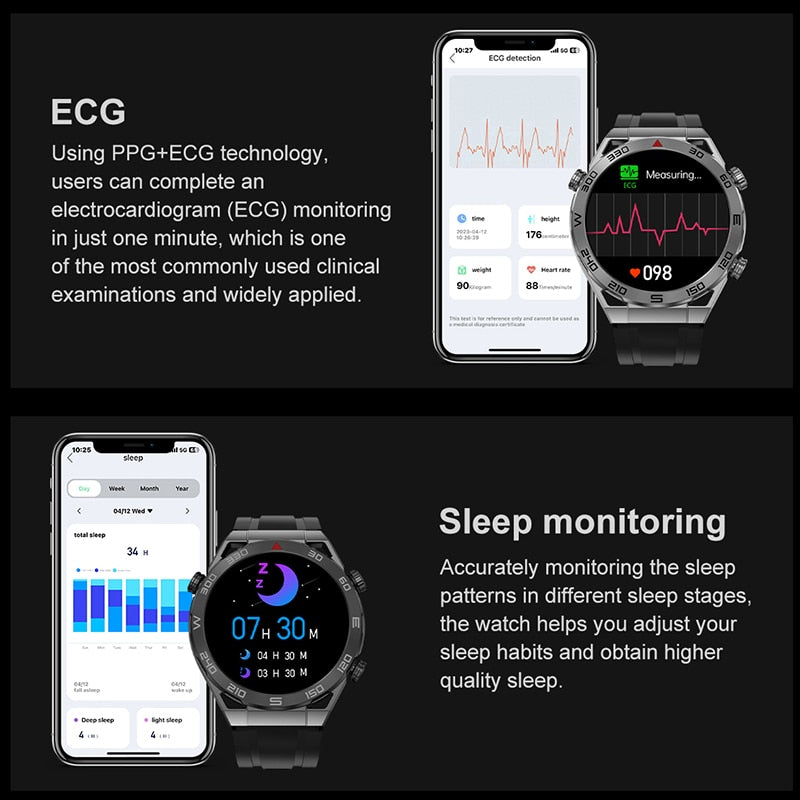 DT ULTIMATE SMART WATCH - NFC ECG+PPG - GPS MOTION TRACKER COMPASS