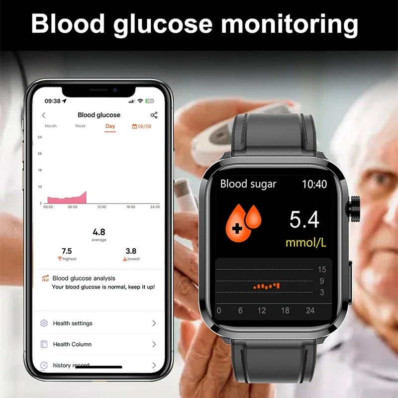 Biohealth Plus® - Lipids Uric Acid Blood Glucose Monitoring Smart Watch - ECG+PPG Fitness Tracker