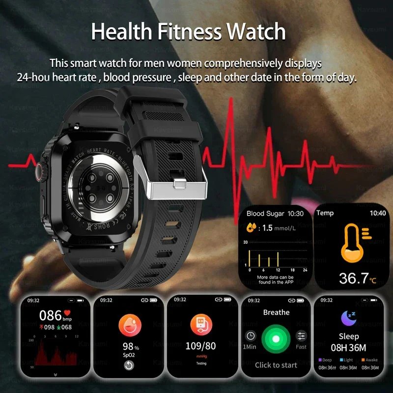 Blood Glucose Smart Watch- Health & Gps Tracker NFC Smart Watch For Iphone Android